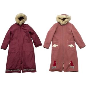 Vintage 70s 80s Inuvik Wool Parka with Shell Polar Bears Igloo Inuit Medium
